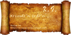 Krizsán Irén névjegykártya